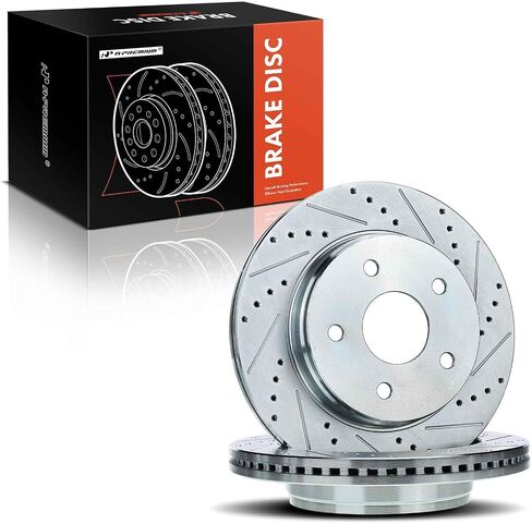 A-Premium 13.23 inch (336mm) Front Drilled and Slotted Disc Brake Rotors Compatible with Select Dodge, Ram and Chrysler Models - Ram 1500 2002-2010, 1500 2011-2018, Durango 2004-2009, Aspen 2007-2009 in Saudi Arabia