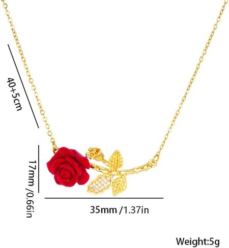 Elegant Rose Flower Pendant Necklace for Women Stainless Steel Gold Plated Crystal Leaf Blossom Charms Choker Chain Adjustable Necklaces Dainty Wedding Birthday Jewelry 18" in Saudi Arabia
