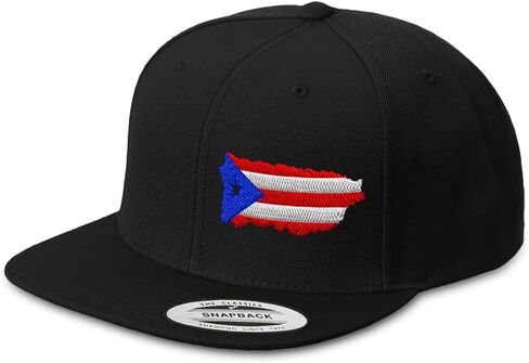 Snapback Hat for Men Flat Bill Left Side Panel Hats Puerto Rico Map Flag Embroidery Embroidered Flat Bill Hat Acrylic in Saudi Arabia