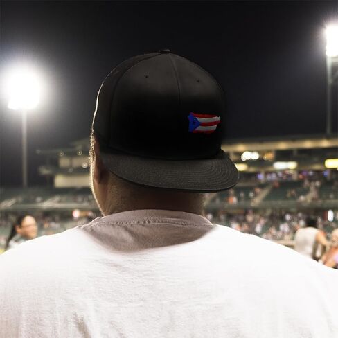 Snapback Hat for Men Flat Bill Left Side Panel Hats Puerto Rico Map Flag Embroidery Embroidered Flat Bill Hat Acrylic in Saudi Arabia