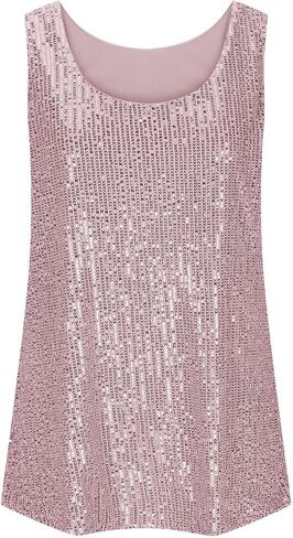 Womens Metallic Sequin Scoop Neck Tank Top Glitter Shiny Shimmer Sparkling Camisole Plus Size for Party Christmas in Saudi Arabia
