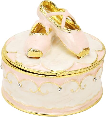 Pssopp Jeweled Ballet Shoes Trinket Boxes,Trinket Box Hinged Hinged Enameled Decorative Dance Jewelry Ornament Ring Holder Box Figurine for Gift in Saudi Arabia