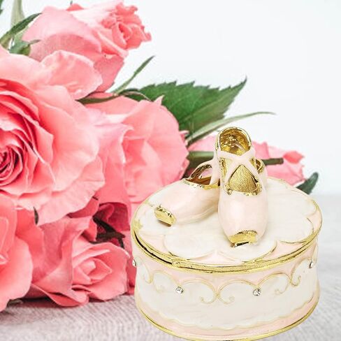 Pssopp Jeweled Ballet Shoes Trinket Boxes,Trinket Box Hinged Hinged Enameled Decorative Dance Jewelry Ornament Ring Holder Box Figurine for Gift in Saudi Arabia