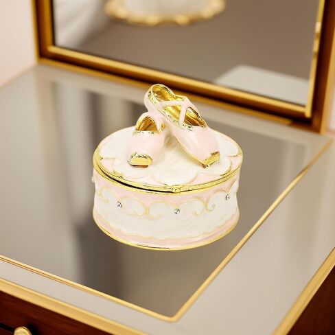 Pssopp Jeweled Ballet Shoes Trinket Boxes,Trinket Box Hinged Hinged Enameled Decorative Dance Jewelry Ornament Ring Holder Box Figurine for Gift in Saudi Arabia