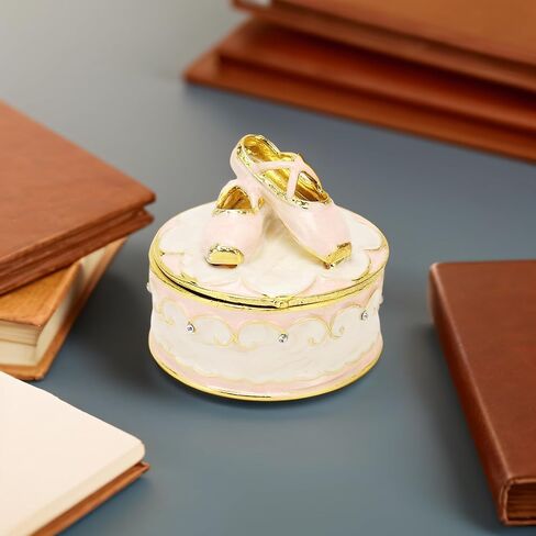 Pssopp Jeweled Ballet Shoes Trinket Boxes,Trinket Box Hinged Hinged Enameled Decorative Dance Jewelry Ornament Ring Holder Box Figurine for Gift in Saudi Arabia