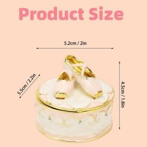 Pssopp Jeweled Ballet Shoes Trinket Boxes,Trinket Box Hinged Hinged Enameled Decorative Dance Jewelry Ornament Ring Holder Box Figurine for Gift in Saudi Arabia