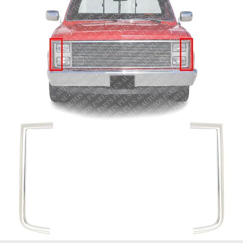 Set Of 2 Front Grille Molding Chrome Left Driver & Right Passenger Side Direct Replacement Compatible With 1983-1988 Chevrolet/GMC C-k Series GM1213101 GM1212101 15593228 15593227 in Saudi Arabia