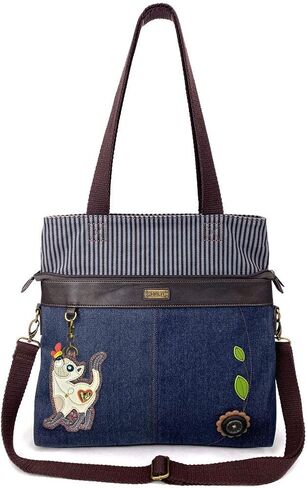 CHALA Canvas Convertible Denim Blue Stripe Work Tote in Saudi Arabia