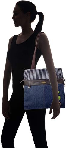 CHALA Canvas Convertible Denim Blue Stripe Work Tote in Saudi Arabia