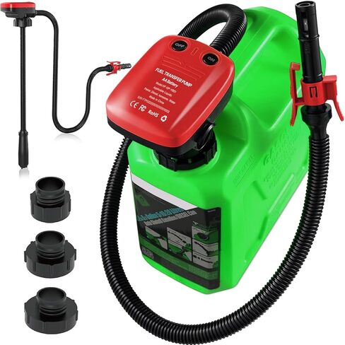 Gas Pump for Gas Can with Auto Shut Off Nozzle, 42-inch Hose AA Battery Powered Gas Can Pump, Electric Fuel Transfer Pump with 3 Adapters, Gas Pump Ideal for Gasoline, Diesel, Kerosene Transfer in Kuwait