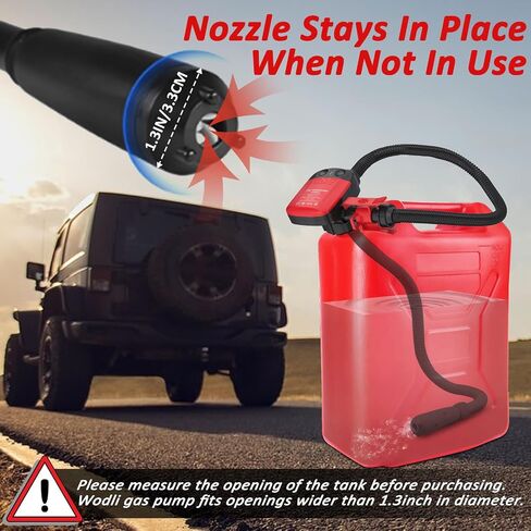 Gas Pump for Gas Can with Auto Shut Off Nozzle, 42-inch Hose AA Battery Powered Gas Can Pump, Electric Fuel Transfer Pump with 3 Adapters, Gas Pump Ideal for Gasoline, Diesel, Kerosene Transfer in Kuwait