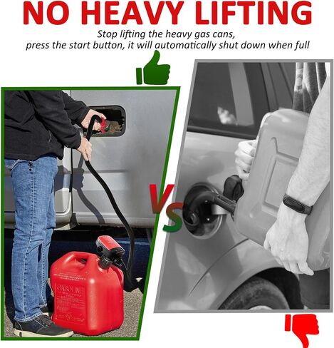 Gas Pump for Gas Can with Auto Shut Off Nozzle, 42-inch Hose AA Battery Powered Gas Can Pump, Electric Fuel Transfer Pump with 3 Adapters, Gas Pump Ideal for Gasoline, Diesel, Kerosene Transfer in Kuwait