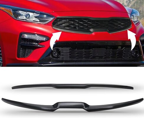 Front Upper Central Grille Cover Molding Trim Fit for Kia Forte 2019 2020 2021 Carbon Fiber Style in Saudi Arabia