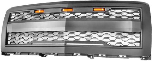 IKON MOTORSPORTS, Grille Compatible With 2014-2015 Chevrolet Silverado 1500, Matte Black Front Bumper Hood Mesh Grill with Amber Signal Light in Saudi Arabia