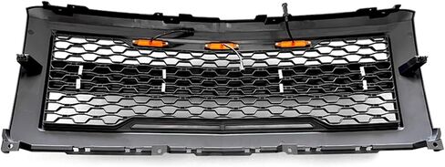 IKON MOTORSPORTS, Grille Compatible With 2014-2015 Chevrolet Silverado 1500, Matte Black Front Bumper Hood Mesh Grill with Amber Signal Light in Saudi Arabia