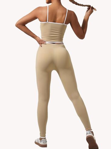 Women's 2 Piece Workout Set High Waist Leggings and Tank Top for Yoga Gym Running Quick Dry Athletic Matching Set in Saudi Arabia
