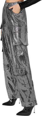 Forever 21 Women's Metallic Wide-Leg Cargo Pants in Saudi Arabia