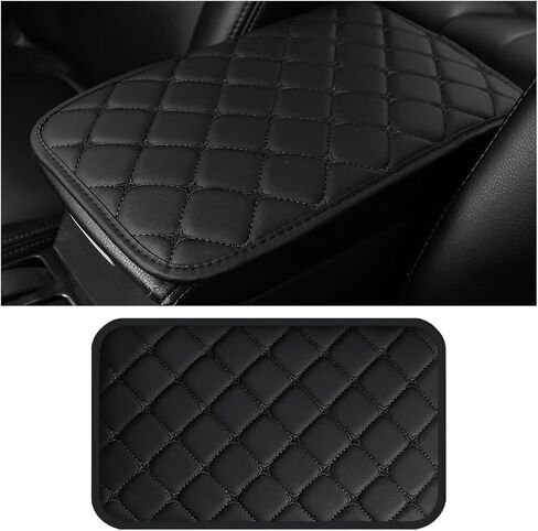 Car Center Console Cushion Pad, PU Leather Vehicle Armrest Protection Cover, Waterproof Automotive Interior Arm Rest Seat Box Mat Accessories, Universal for SUV, Sedan, Truck (Black/Blue) in Kuwait