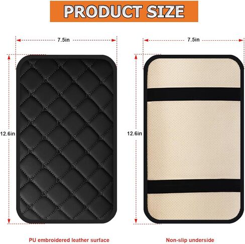 Car Center Console Cushion Pad, PU Leather Vehicle Armrest Protection Cover, Waterproof Automotive Interior Arm Rest Seat Box Mat Accessories, Universal for SUV, Sedan, Truck (Black/Blue) in Kuwait