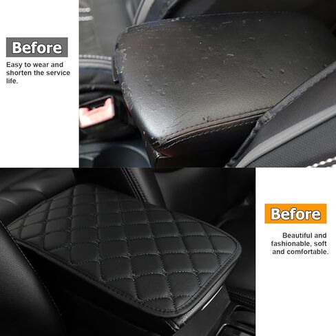 Car Center Console Cushion Pad, PU Leather Vehicle Armrest Protection Cover, Waterproof Automotive Interior Arm Rest Seat Box Mat Accessories, Universal for SUV, Sedan, Truck (Black/Blue) in Kuwait