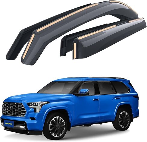عاكسات النوافذ داخل القناة مقاومة للكسر من Goodyear لسيارة Toyota Sequoia 2023-2025، واقيات المطر، واقيات النوافذ للسيارات، عاكس فتحة التهوية، ملحقات السيارة، 4 قطع - GY008722 in Saudi Arabia