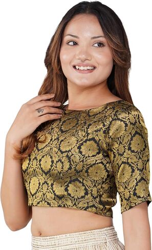 Women's Jacquard Boat Neck Readymade Blouse for Women (903_master) in Saudi Arabia