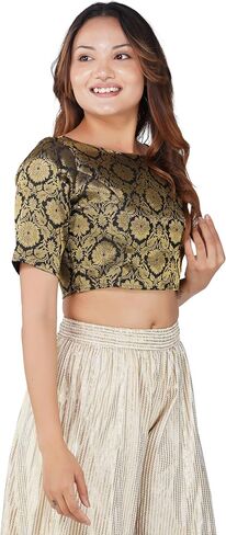 Women's Jacquard Boat Neck Readymade Blouse for Women (903_master) in Saudi Arabia