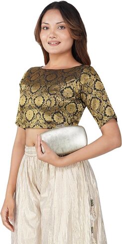 Women's Jacquard Boat Neck Readymade Blouse for Women (903_master) in Saudi Arabia