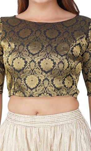 Women's Jacquard Boat Neck Readymade Blouse for Women (903_master) in Saudi Arabia