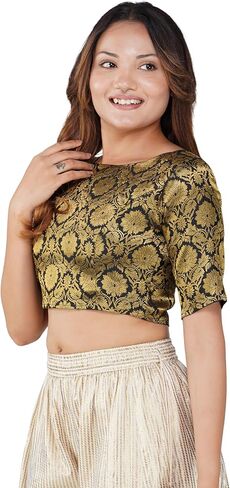 Women's Jacquard Boat Neck Readymade Blouse for Women (903_master) in Saudi Arabia