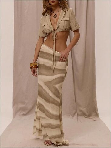 MakeMeChic Women's Summer Blouse Tops Vintage Lapel Neck Tie Front Short Sleeve Collared Shirt Crop Tops in Saudi Arabia