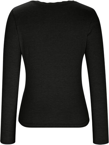 Women Sexy V Neck Lace Long Sleeve Shirts Basic Fitted Double Lined Going Out Y2k Trendy Tops Fall Base Layer Blouse in Saudi Arabia
