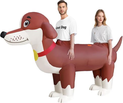 Inflatable Dachshund Dog Costume - 8.36 Ft Blow Up Couples Funny Suit for Adults，Family Halloween Cosplay Costumes in Saudi Arabia