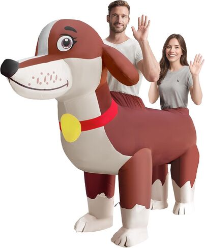 Inflatable Dachshund Dog Costume - 8.36 Ft Blow Up Couples Funny Suit for Adults，Family Halloween Cosplay Costumes in Saudi Arabia