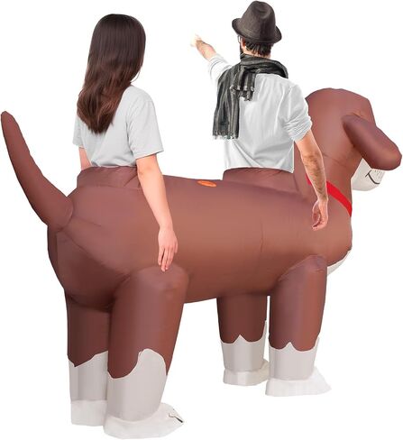 Inflatable Dachshund Dog Costume - 8.36 Ft Blow Up Couples Funny Suit for Adults，Family Halloween Cosplay Costumes in Saudi Arabia