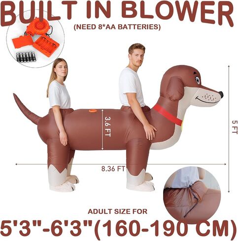 Inflatable Dachshund Dog Costume - 8.36 Ft Blow Up Couples Funny Suit for Adults，Family Halloween Cosplay Costumes in Saudi Arabia