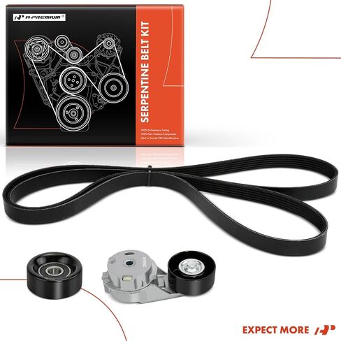 مجموعة أحزمة قيادة محرك سيربنتين A-Premium متوافقة مع سيارات GMC وBuick وChevrolet وIsuzu وOldsmobile وSaab - Envoy XL، Envoy XUV، Rainier، Trailblazer EXT، Ascender، Bravada، 9-7x، 4.2L in Saudi Arabia