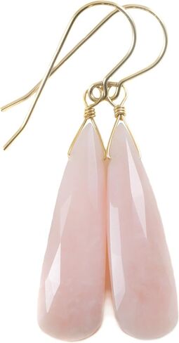 Pink Opal Earrings Soft Pink Long Faceted Teardrops Briolette Dangles in Saudi Arabia