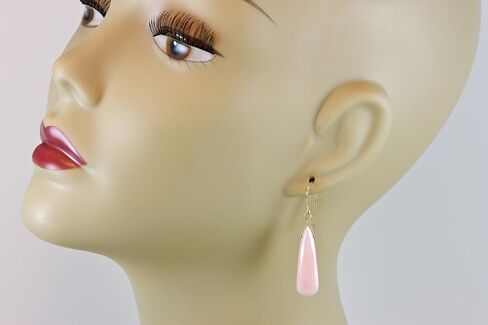 Pink Opal Earrings Soft Pink Long Faceted Teardrops Briolette Dangles in Saudi Arabia