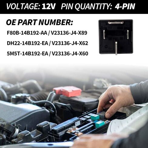 HiSport Relay F80B-14B192-AA 12VDC 70A 4Pins Automotive Power Relay Compatible with Ford Focus V23136-J4-X89 DH22-14B192-EA V23136-J4-X62 5M5T-14B192-EA V23136-J4-X60 in Saudi Arabia
