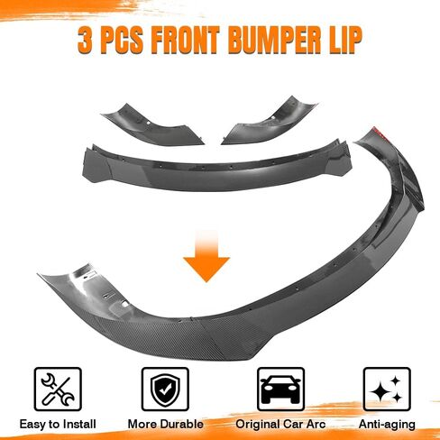 Front Bumper Lip Spoiler, Compatible with 2021-2025 Tesla Model S, PP Black with Carbon Fiber Print Track Pack Style Add-on Front Splitter Air Dam Chin Protector, 3 Pieces in Saudi Arabia