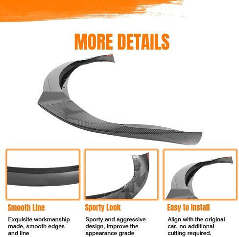 Front Bumper Lip Spoiler, Compatible with 2021-2025 Tesla Model S, PP Black with Carbon Fiber Print Track Pack Style Add-on Front Splitter Air Dam Chin Protector, 3 Pieces in Saudi Arabia