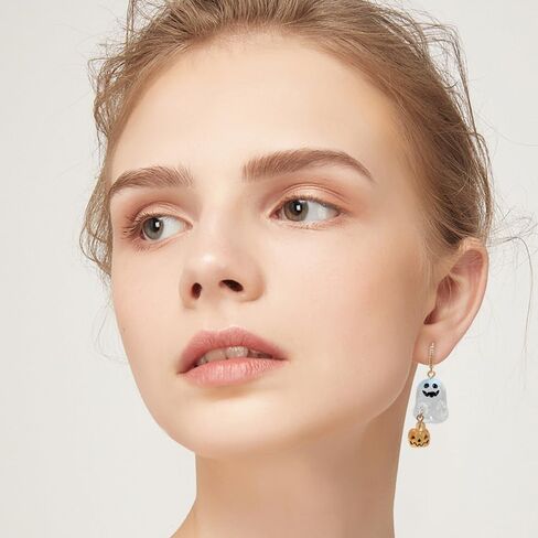 Halloween Ghost Pumpkin Dangle Drop Small Hoop Earrings for Women Cute 3D Acrylic Spooky Huggie Hoops Earrings Dangling Lightweight Fashion Jewelry Gifts for Daughter Party in Saudi Arabia