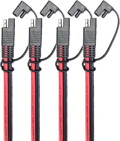 4 قطع 10 AWG SAE موصل إلى كابل نحاسي نقي مع أغطية غبار وقطعتين من محولات RP للتوصيل السريع لدراجة نارية لشحن بطارية اللوحة الشمسية، أسود، 4SAE و2RP in Saudi Arabia