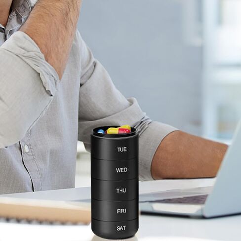 Weekly Pill Box - Portable Aluminum Travel Pill Organizer, 7 Day Daily Medication Organizer, Holds Vitamins and Fish Oil in Saudi Arabia