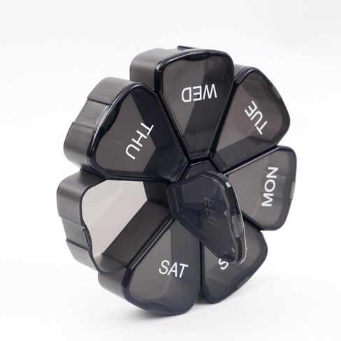 7 Day Pill Organizer, One-Side Large Openings for Easy to Use, Medicine Pill Organizer for Adult(Black) in Saudi Arabia