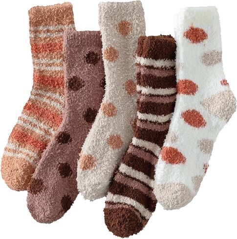 Fuzzy Socks for Women - 5 Pairs Warm Cozy Socks For Women Mom, Slipper Socks Winter in Kuwait