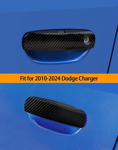 Hoolcar 4Pcs Black Exterior Door Handle Covers Trim Overlay Compatible with 2010-2024 Dodge Charger Exterior Accessories Outside Door Handle Protector Shell in Saudi Arabia