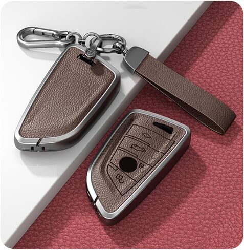 Key Fob Cover for BMW - Fits X1 (F48), X2 (F39), X3, X4, X5 (F15), X6 (F16), 118i, 218i, 320i (F30), 520/525 (G30), 7 Series (G11) - Protective Car Key Case (Brown) in Kuwait
