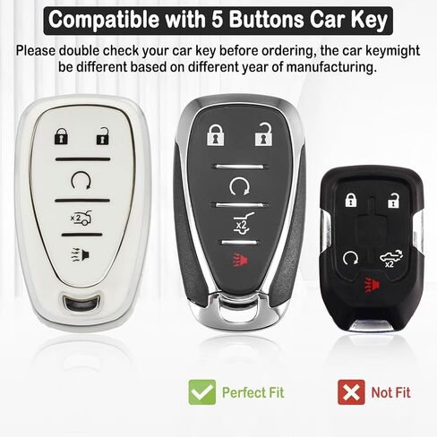 LECART Key Fob Cover for Chevy 2024 2023 2022 2021 2020 Equinox Traverse Malibu Trax Camaro Blazer 5 Button TPU Smart Key Shell Protector Case with Bling Rings 2 Pack Black Pink in Kuwait